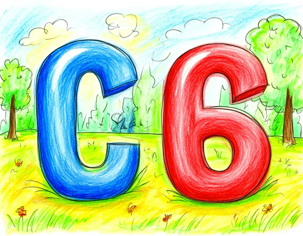 синяя С, красная 6