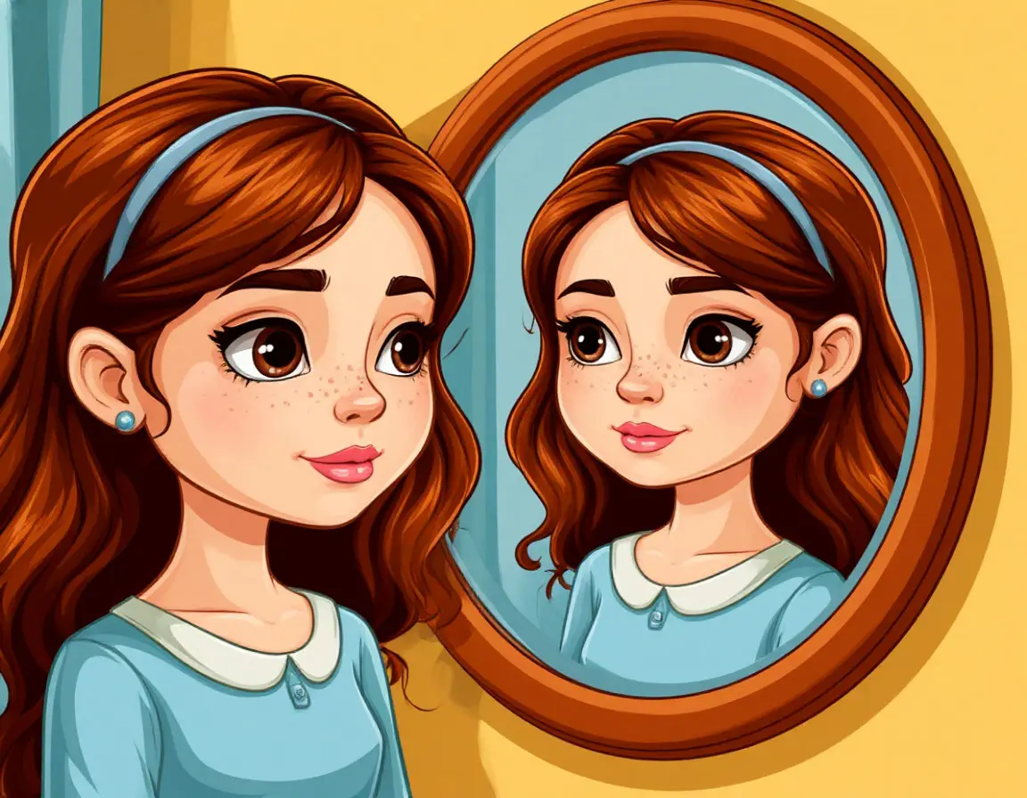 отражение девочки в зеркале