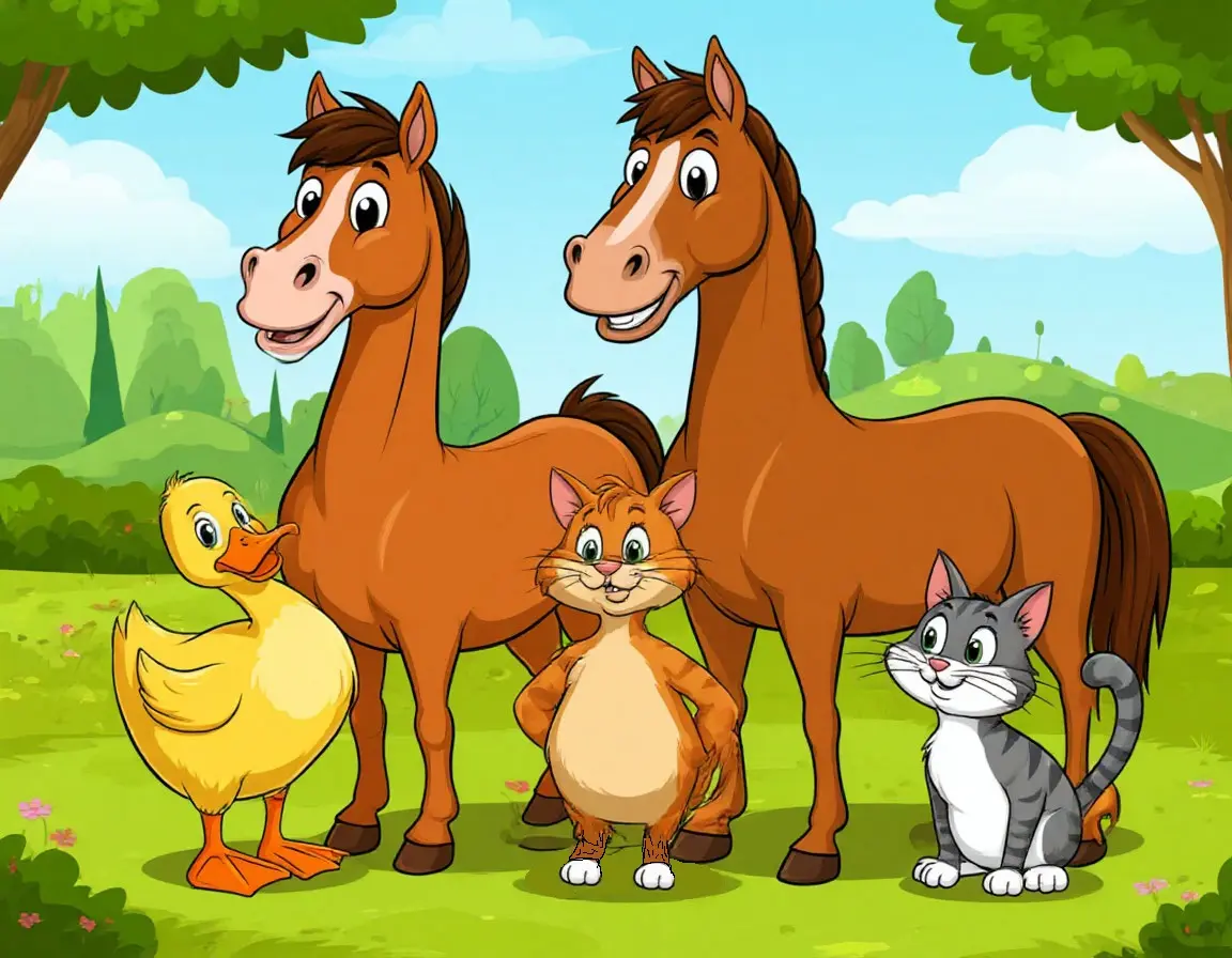 конь, кот и утка