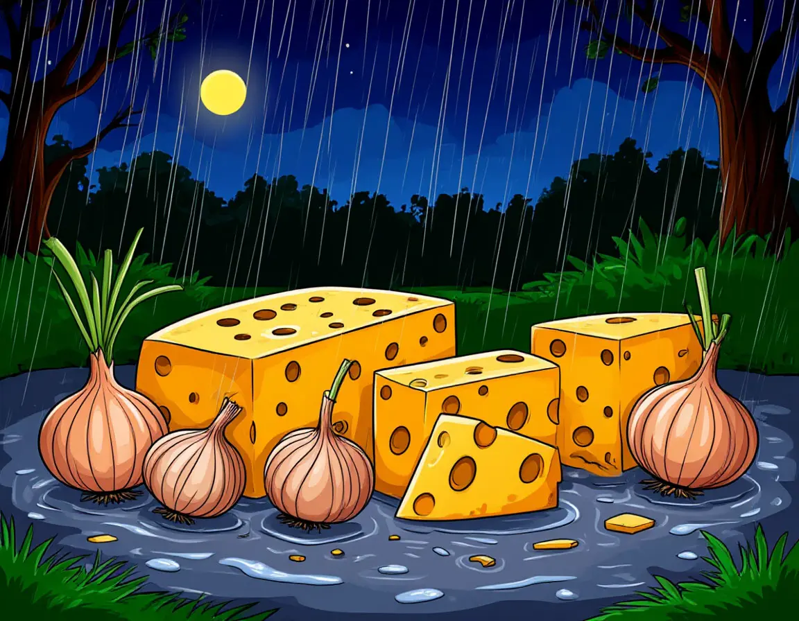 сыр и лук на улице