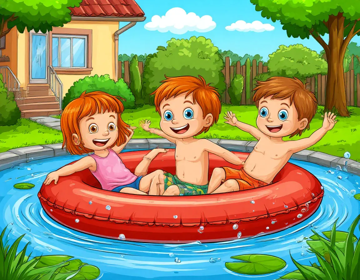 ребята в луже