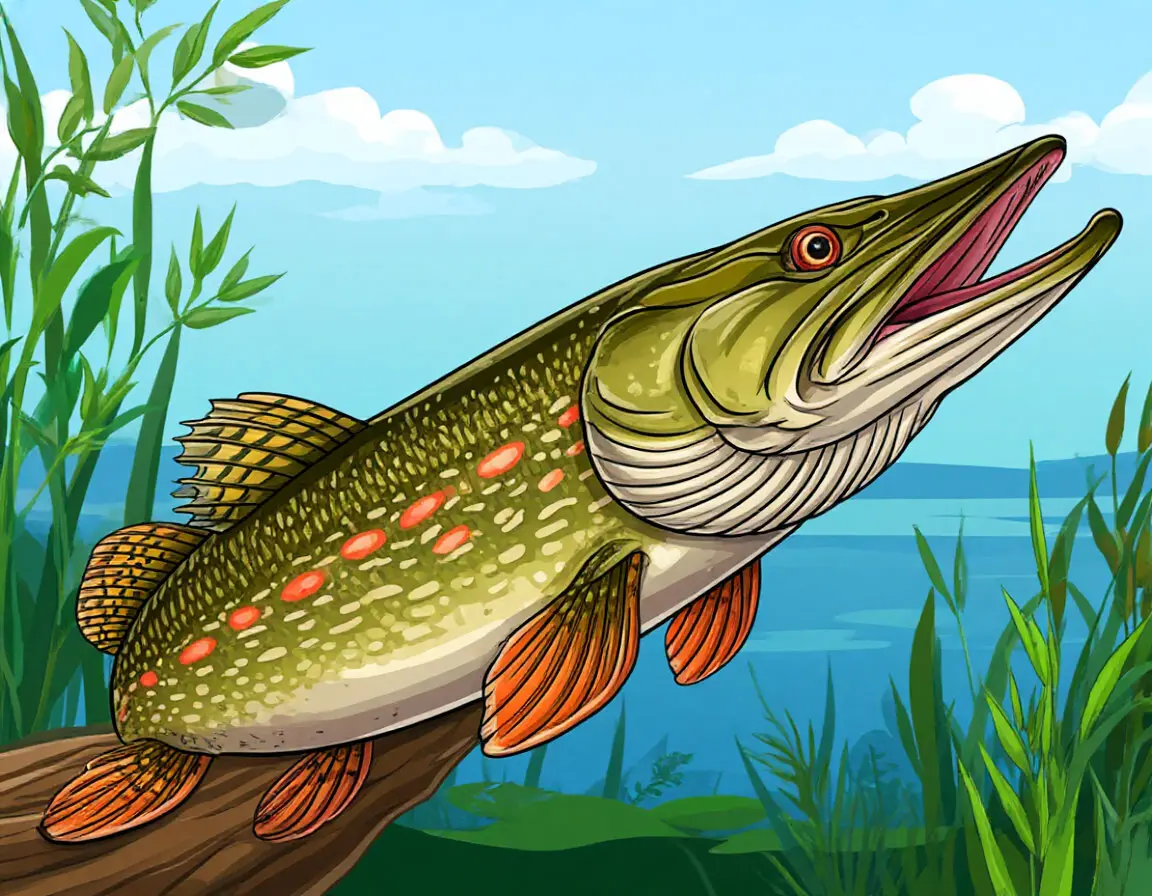 щука на берегу