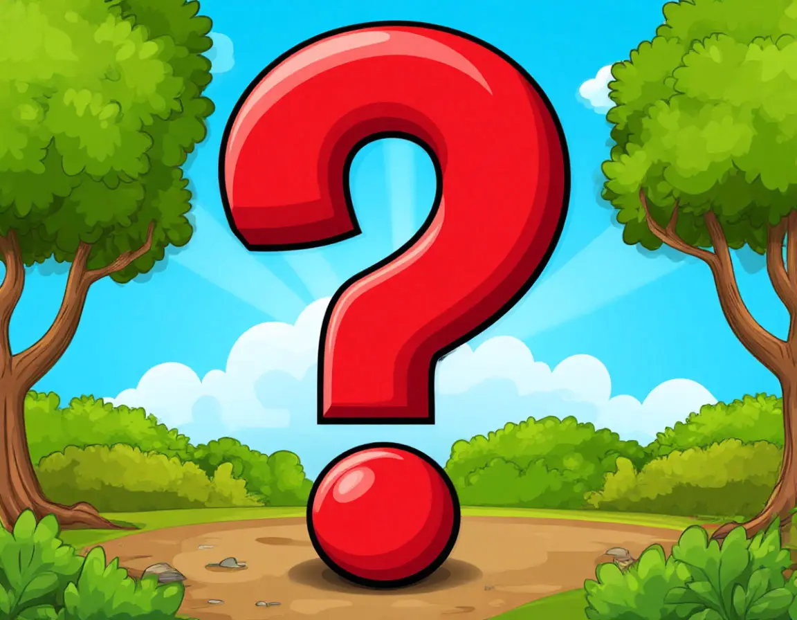 красный вопросительный знак на фоне природы