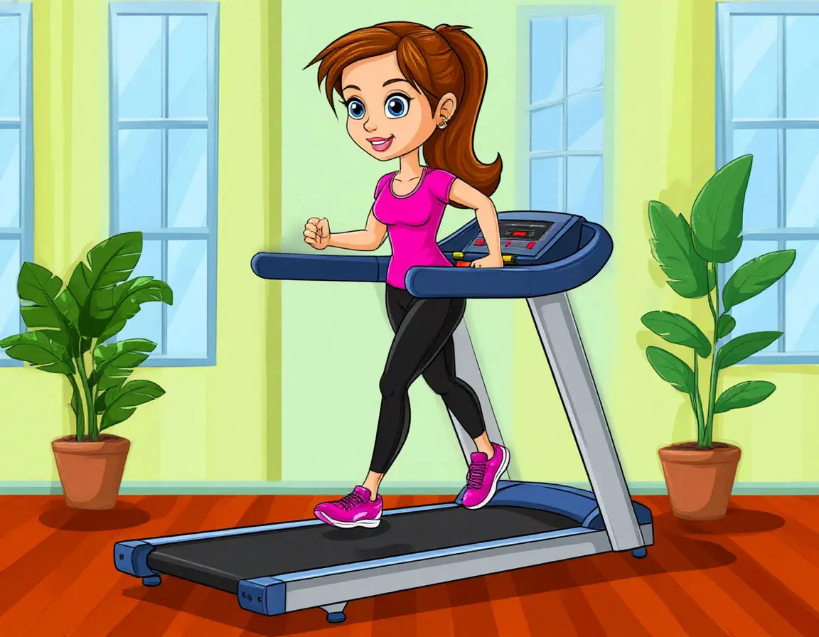 девочка на беговой дорожке