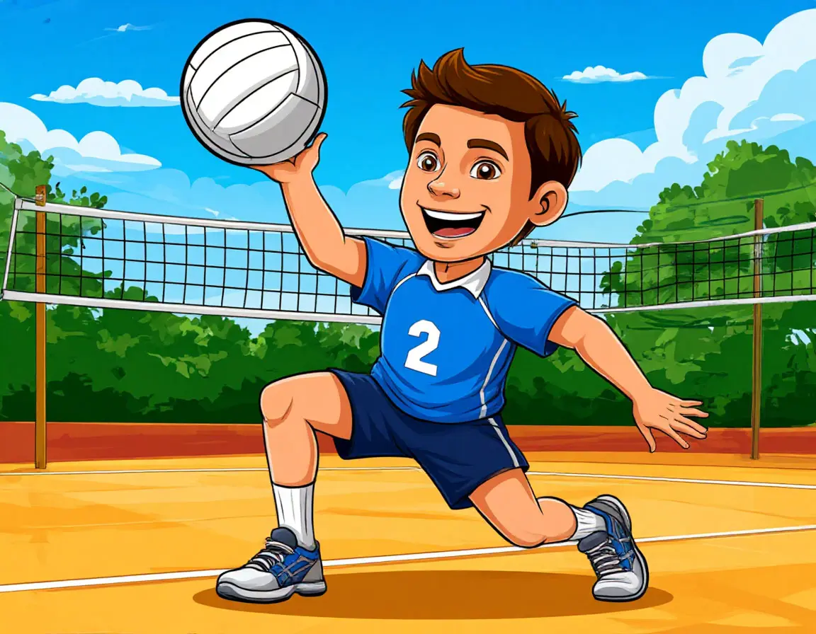 волейболист с мячом