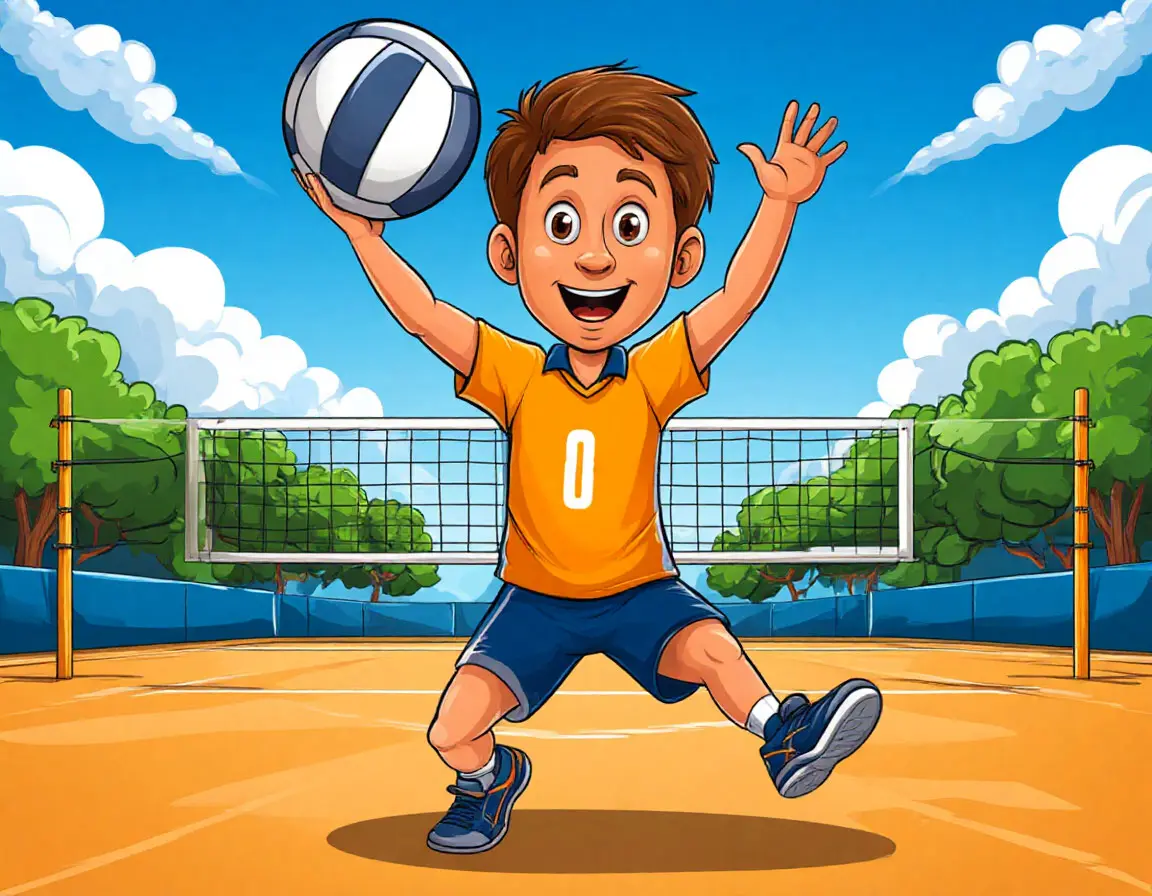 мальчик с волейбольным мячом