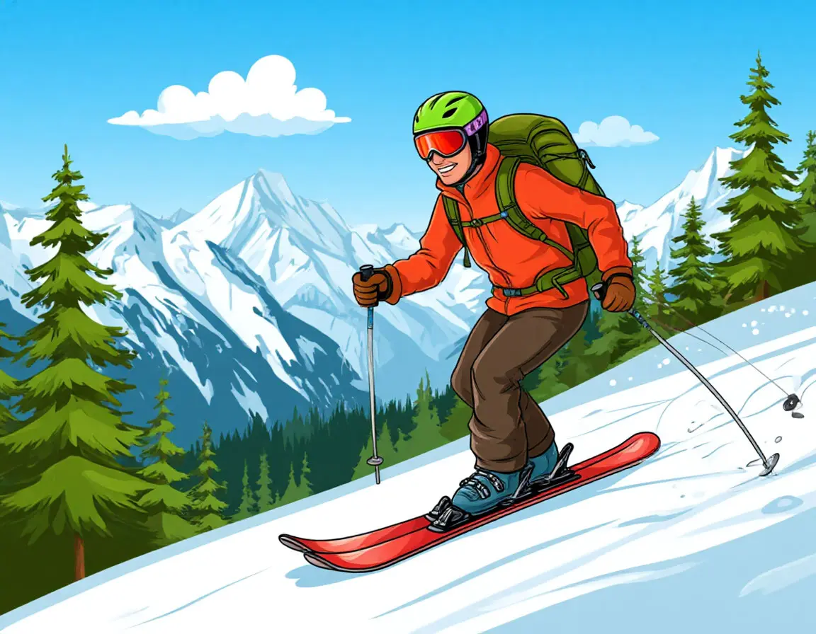 лыжник катится с горы