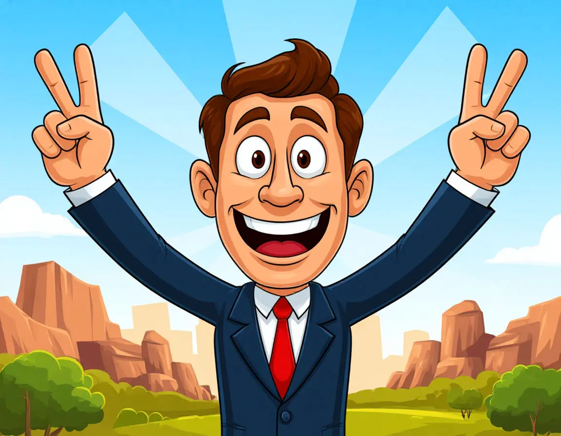 человек показывает знак V - победа